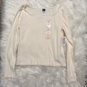 Old Navy NWT Girls Cream Long Sleeve Top Size Large 10/12